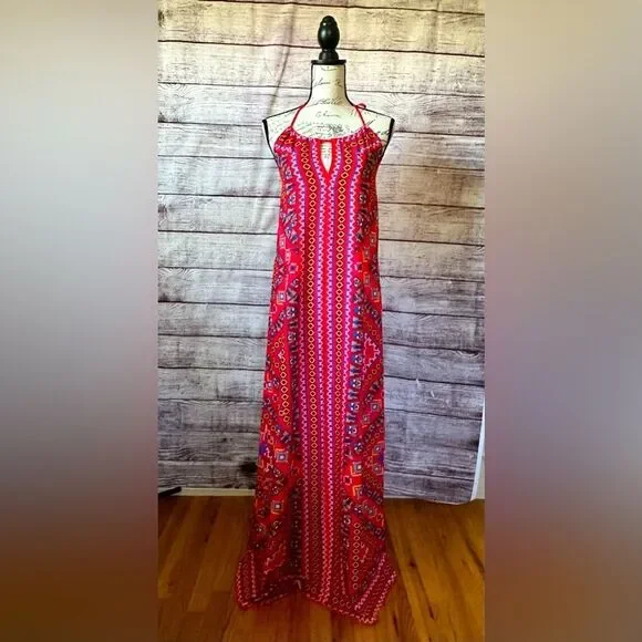 Flying Tomato Aztec Tribal Halter Maxi Dress XS - Picture 2 of 9